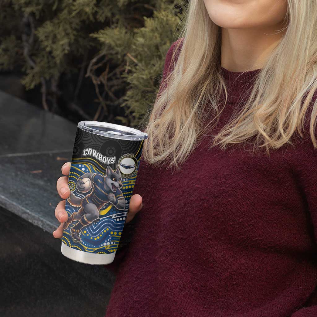 Custom Cowboys Tumbler Cup Cattle Dog Mascot With Aboriginal Indigenous