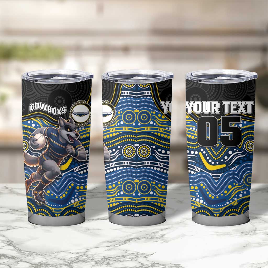 Custom Cowboys Tumbler Cup Cattle Dog Mascot With Aboriginal Indigenous