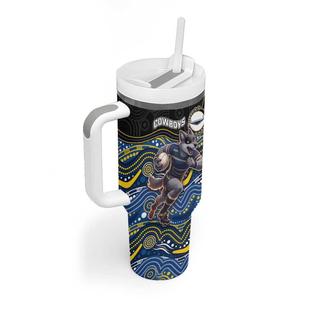 Custom Cowboys Tumbler With Handle Cattle Dog Mascot With Aboriginal Indigenous
