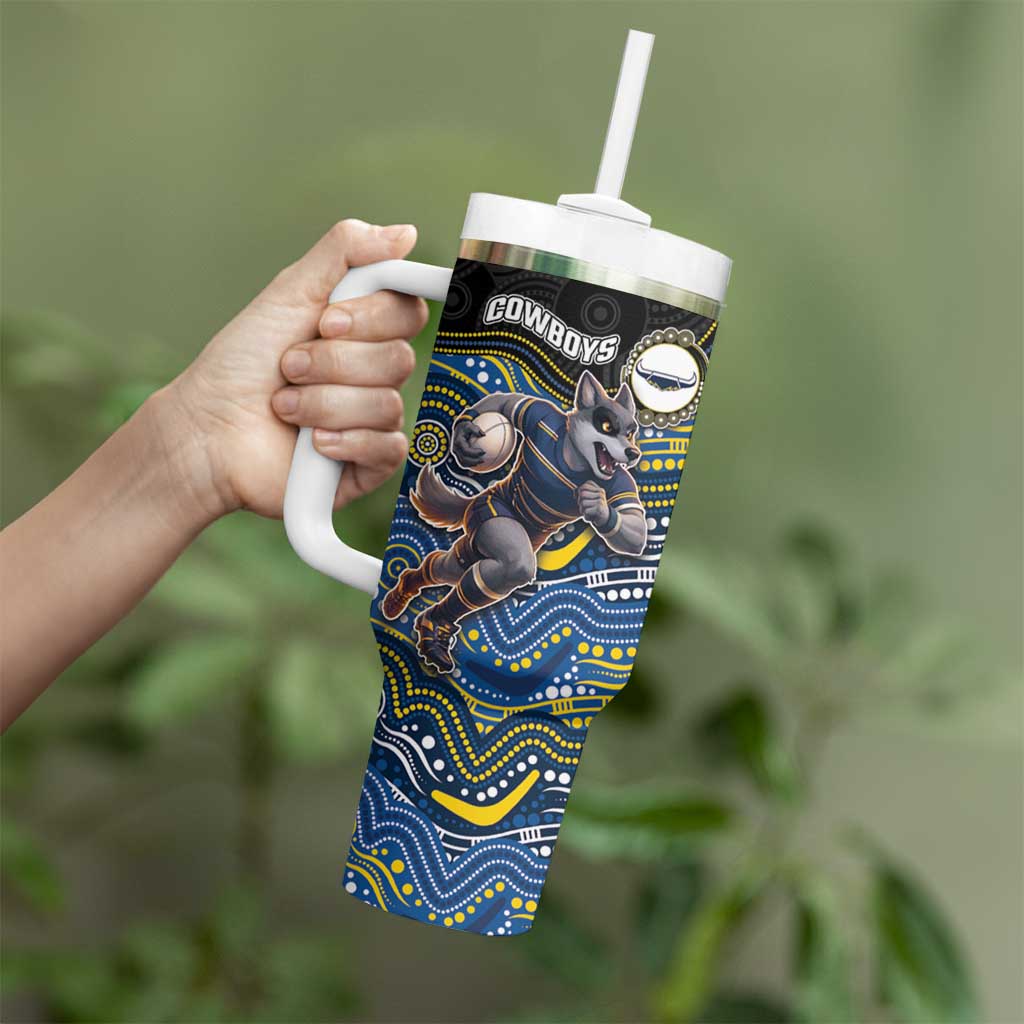 Custom Cowboys Tumbler With Handle Cattle Dog Mascot With Aboriginal Indigenous