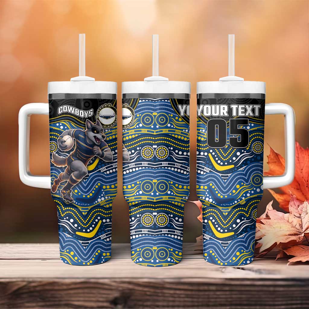 Custom Cowboys Tumbler With Handle Cattle Dog Mascot With Aboriginal Indigenous