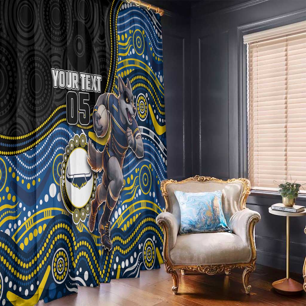 Custom Cowboys Window Curtain Cattle Dog Mascot With Aboriginal Indigenous