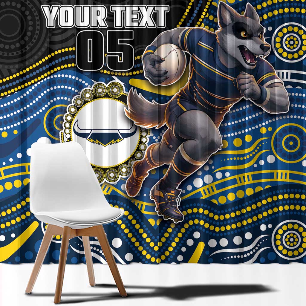 Custom Cowboys Window Curtain Cattle Dog Mascot With Aboriginal Indigenous