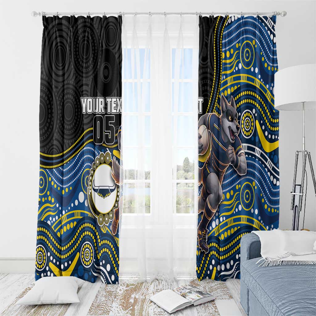 Custom Cowboys Window Curtain Cattle Dog Mascot With Aboriginal Indigenous