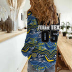 Custom Cowboys Women Casual Shirt Cattle Dog Mascot With Aboriginal Indigenous