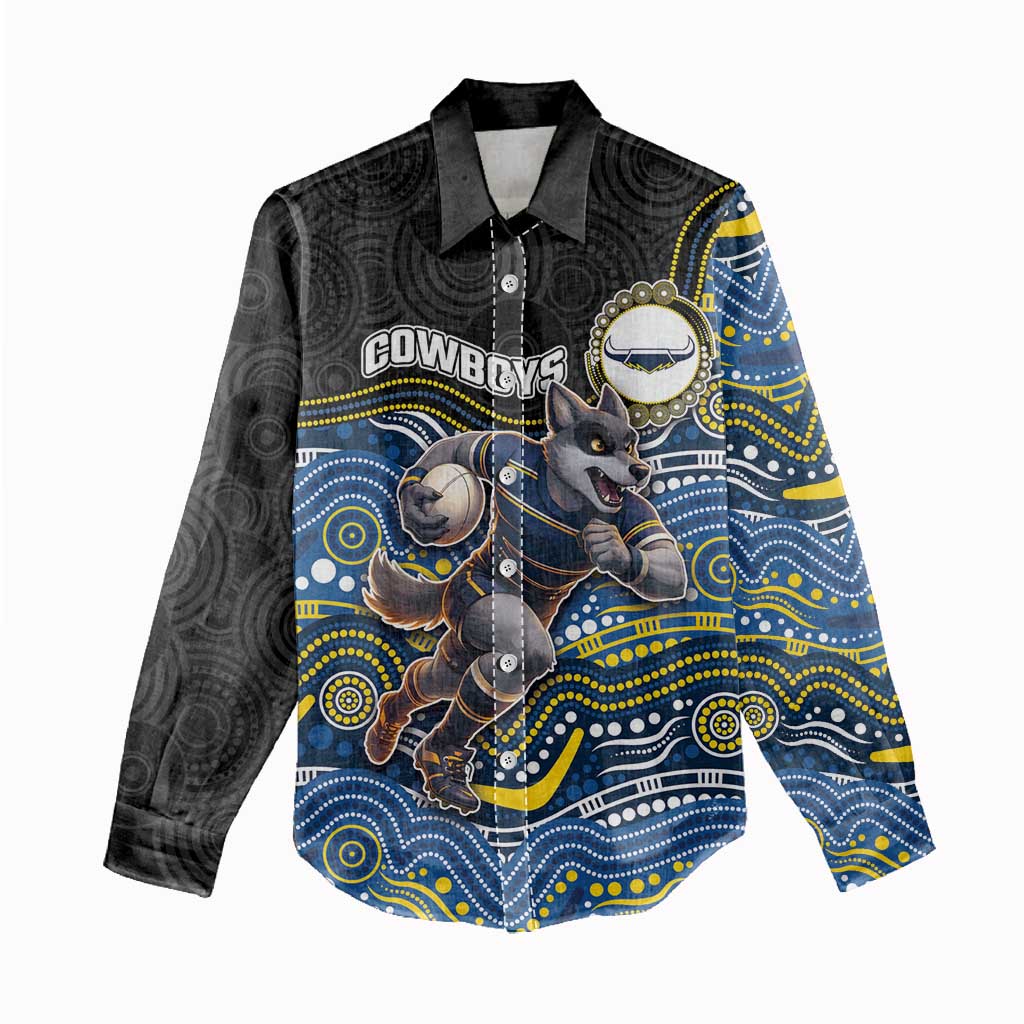 Custom Cowboys Women Casual Shirt Cattle Dog Mascot With Aboriginal Indigenous