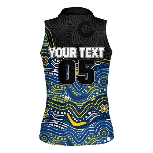 Custom Cowboys Women Sleeveless Polo Shirt Cattle Dog Mascot With Aboriginal Indigenous