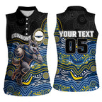 Custom Cowboys Women Sleeveless Polo Shirt Cattle Dog Mascot With Aboriginal Indigenous