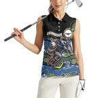 Custom Cowboys Women Sleeveless Polo Shirt Cattle Dog Mascot With Aboriginal Indigenous