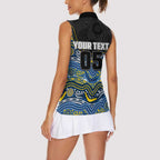 Custom Cowboys Women Sleeveless Polo Shirt Cattle Dog Mascot With Aboriginal Indigenous