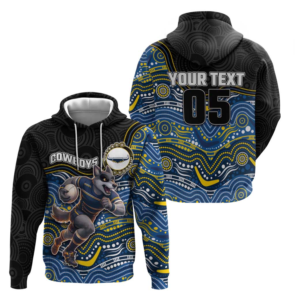Custom Cowboys Zip Hoodie Cattle Dog Mascot With Aboriginal Indigenous
