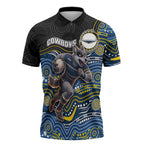 Custom Cowboys Zipper Polo Shirt Cattle Dog Mascot With Aboriginal Indigenous