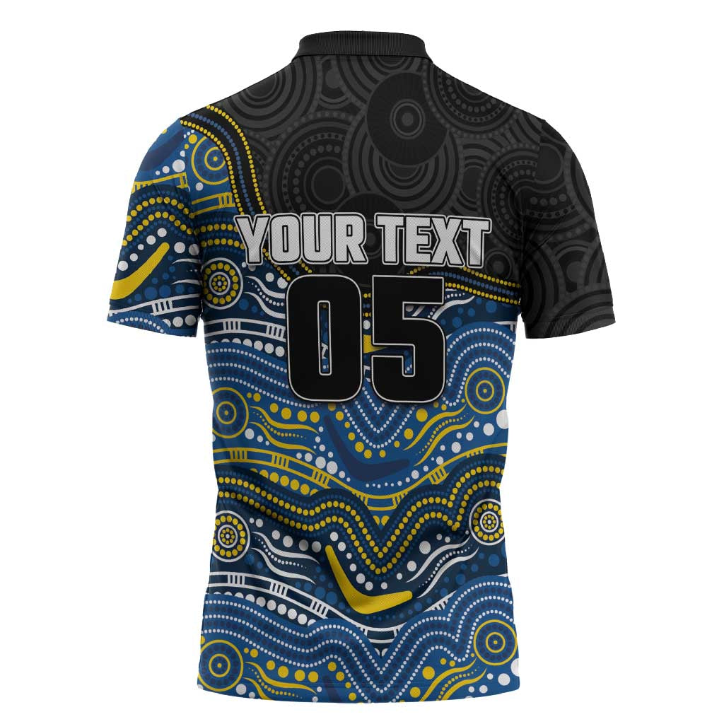 Custom Cowboys Zipper Polo Shirt Cattle Dog Mascot With Aboriginal Indigenous