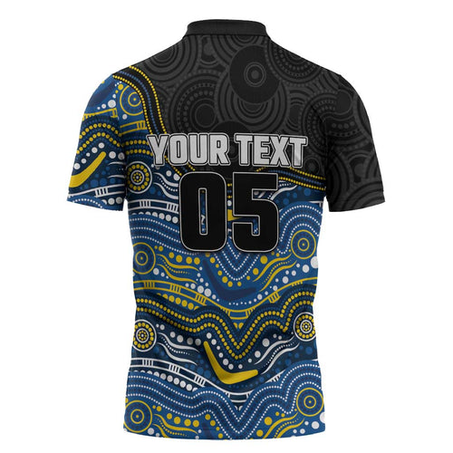 Custom Cowboys Zipper Polo Shirt Cattle Dog Mascot With Aboriginal Indigenous