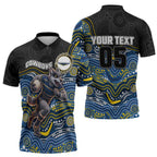 Custom Cowboys Zipper Polo Shirt Cattle Dog Mascot With Aboriginal Indigenous