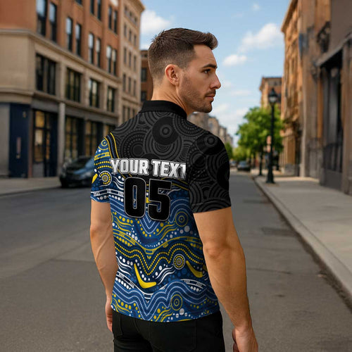 Custom Cowboys Zipper Polo Shirt Cattle Dog Mascot With Aboriginal Indigenous