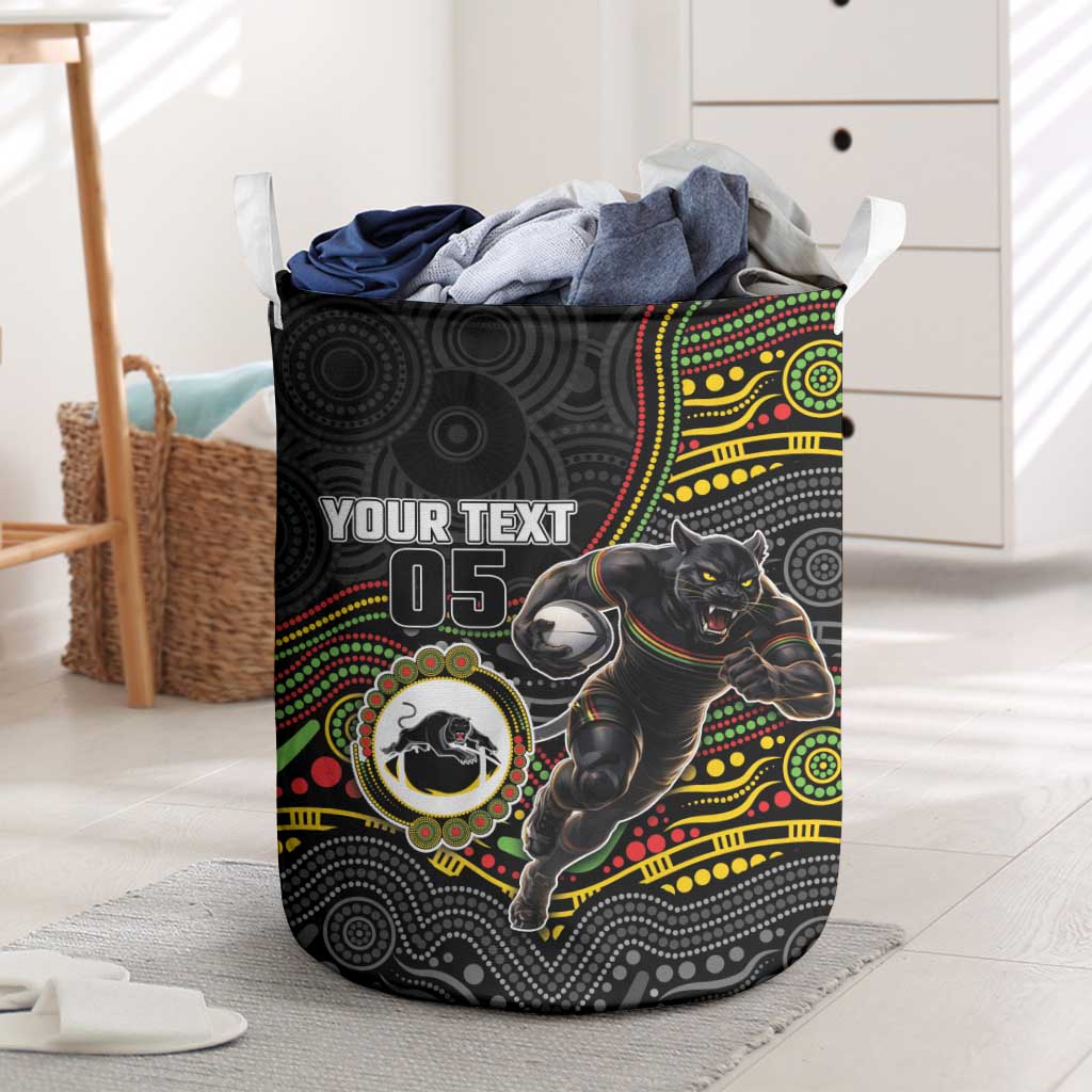 Custom Panthers Laundry Basket Warrior Mascot With Aboriginal Indigenous