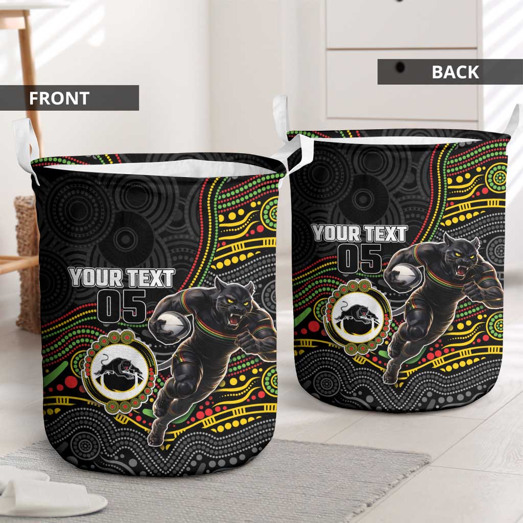 Custom Panthers Laundry Basket Warrior Mascot With Aboriginal Indigenous