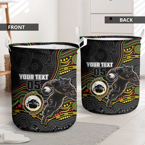 Custom Panthers Laundry Basket Warrior Mascot With Aboriginal Indigenous