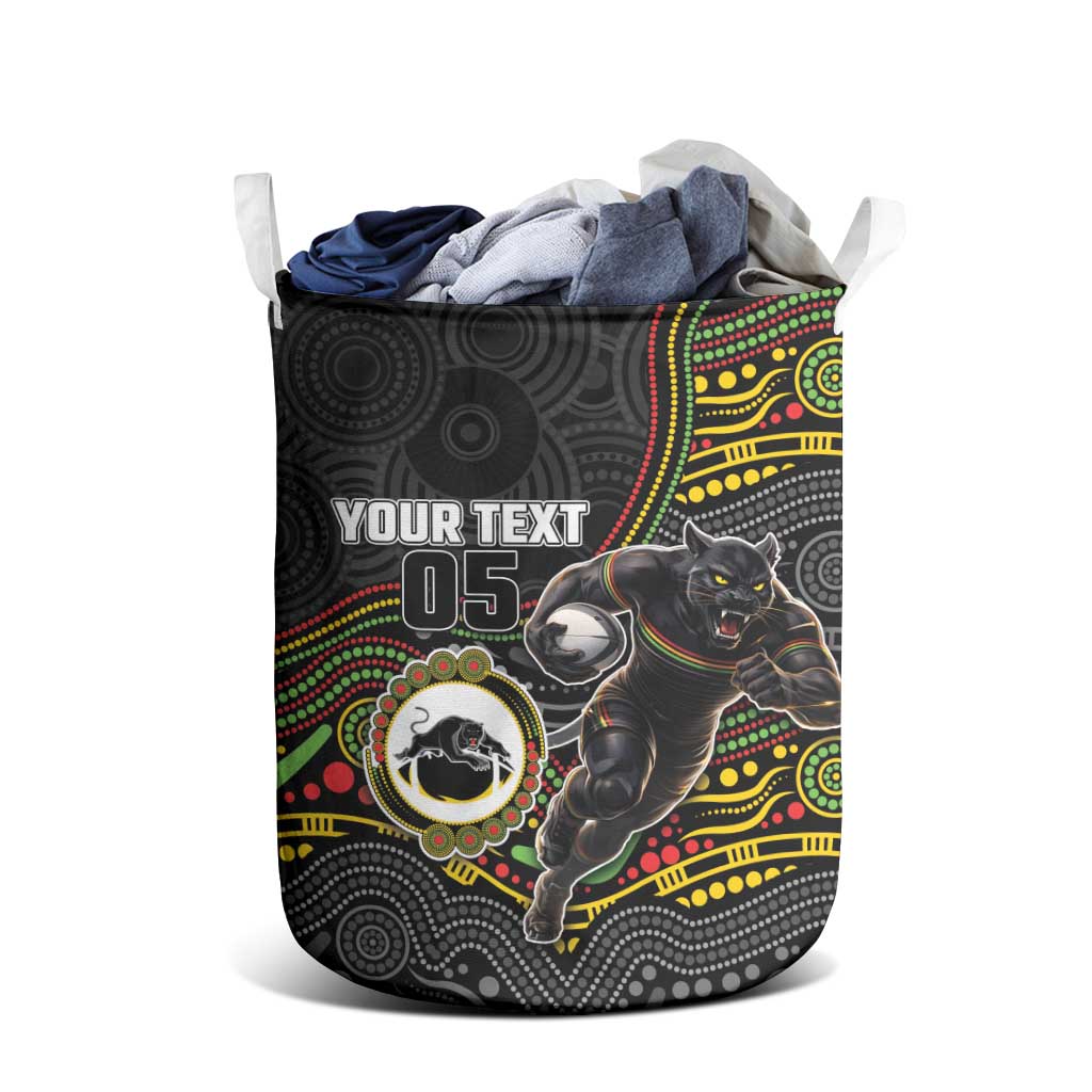 Custom Panthers Laundry Basket Warrior Mascot With Aboriginal Indigenous