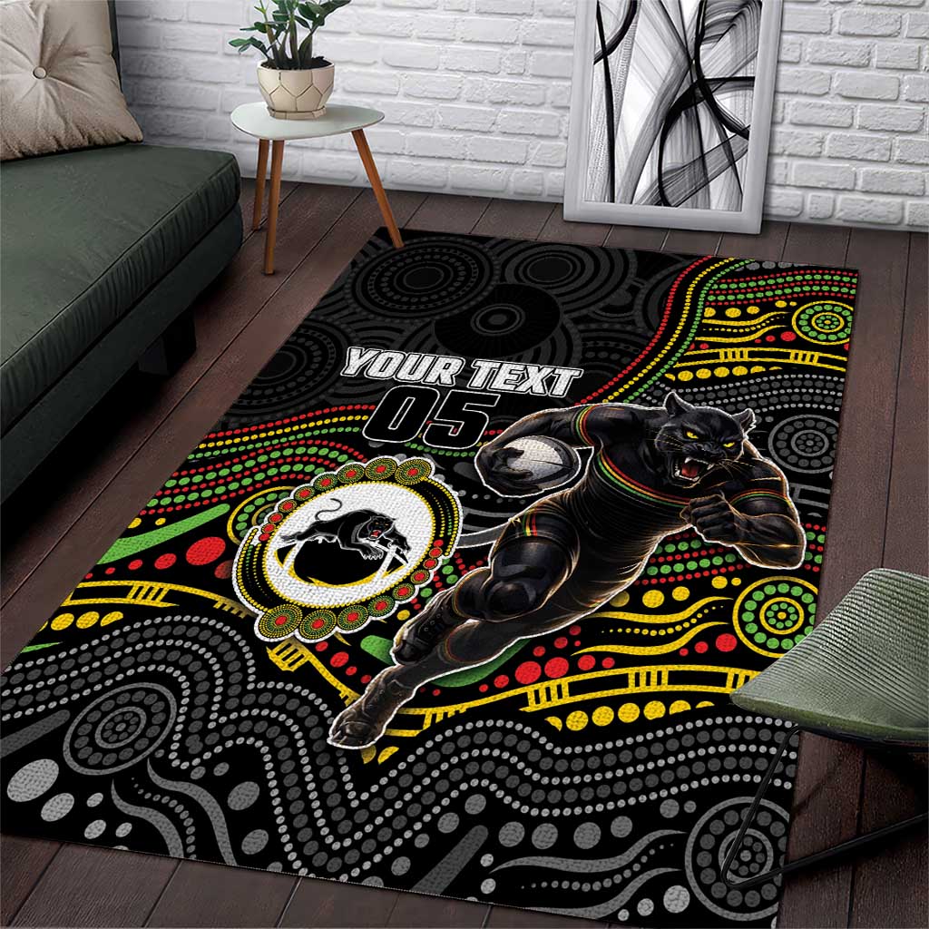 Custom Panthers Area Rug Warrior Mascot With Aboriginal Indigenous