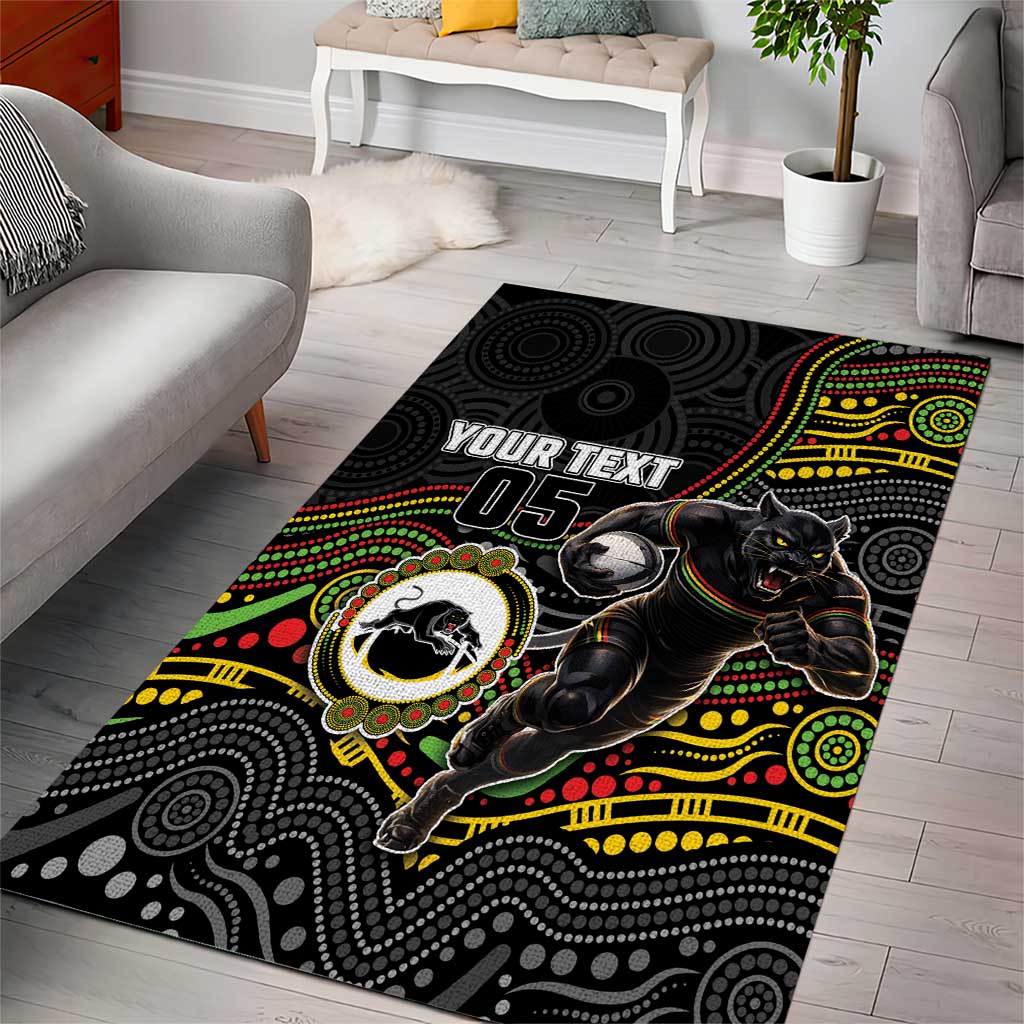 Custom Panthers Area Rug Warrior Mascot With Aboriginal Indigenous