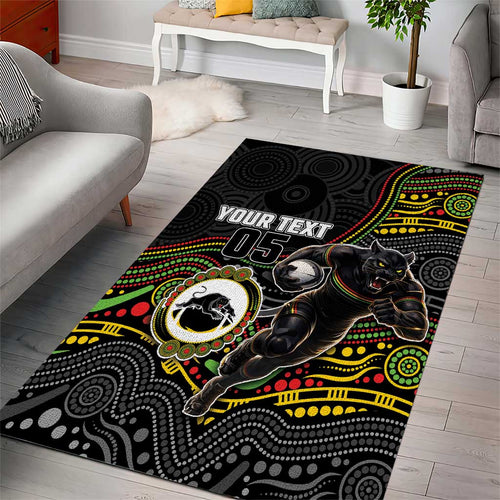 Custom Panthers Area Rug Warrior Mascot With Aboriginal Indigenous