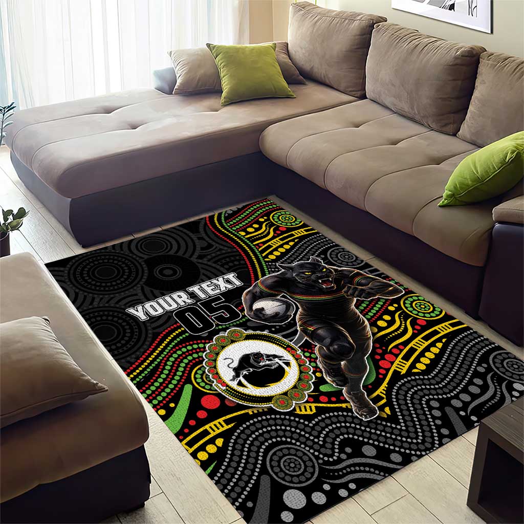 Custom Panthers Area Rug Warrior Mascot With Aboriginal Indigenous