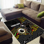 Custom Panthers Area Rug Warrior Mascot With Aboriginal Indigenous