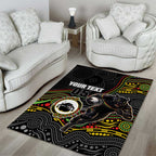 Custom Panthers Area Rug Warrior Mascot With Aboriginal Indigenous