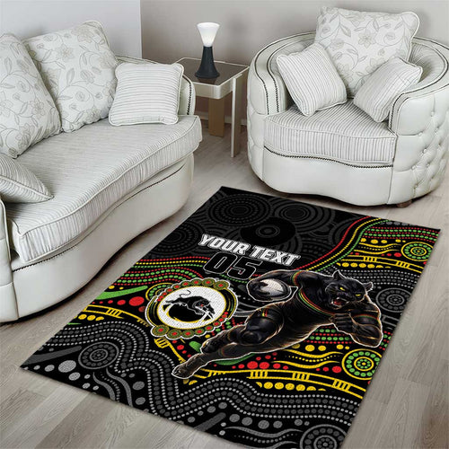 Custom Panthers Area Rug Warrior Mascot With Aboriginal Indigenous
