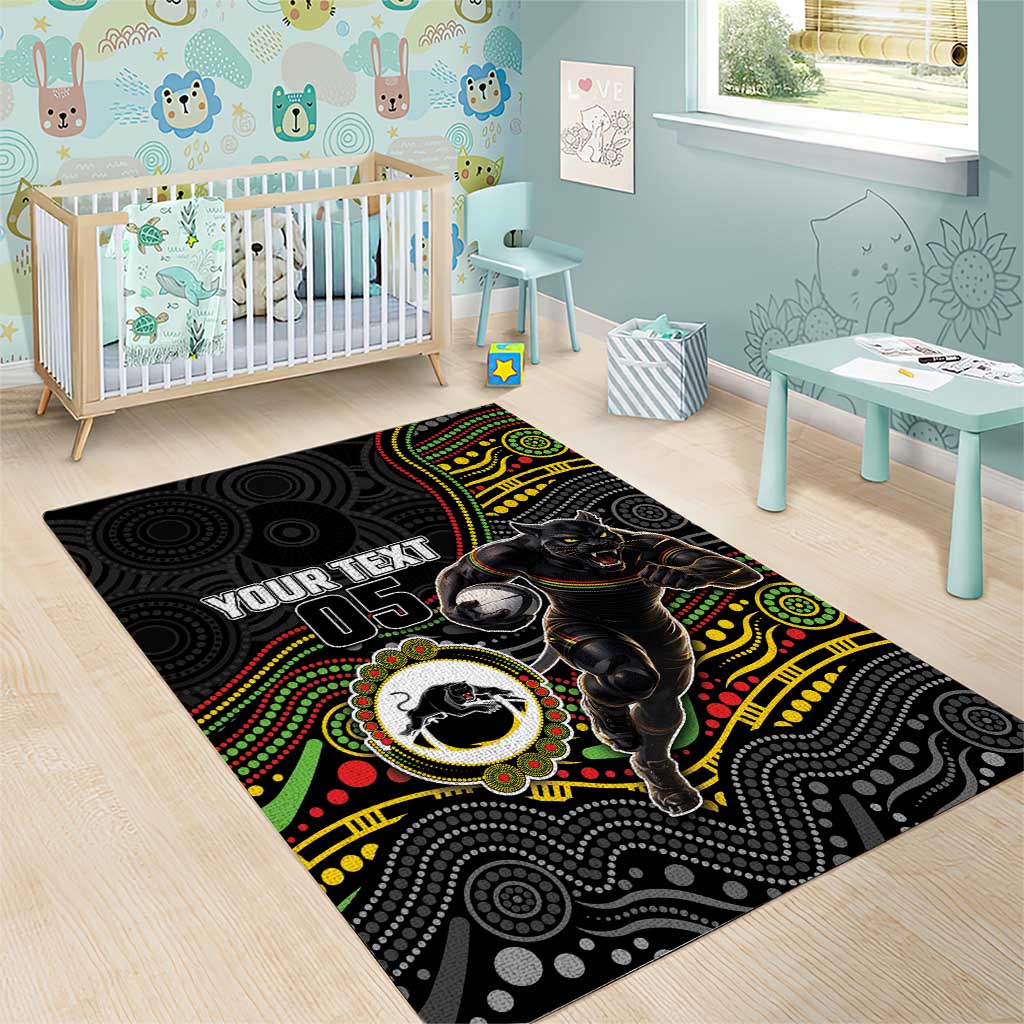 Custom Panthers Area Rug Warrior Mascot With Aboriginal Indigenous