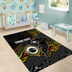 Custom Panthers Area Rug Warrior Mascot With Aboriginal Indigenous