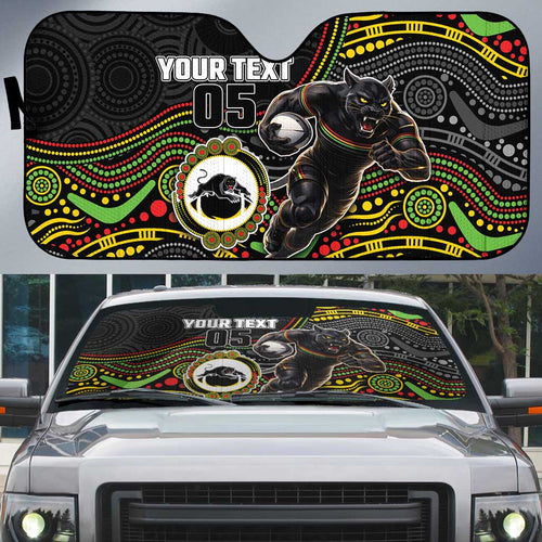 Custom Panthers Auto Sun Shade Warrior Mascot With Aboriginal Indigenous