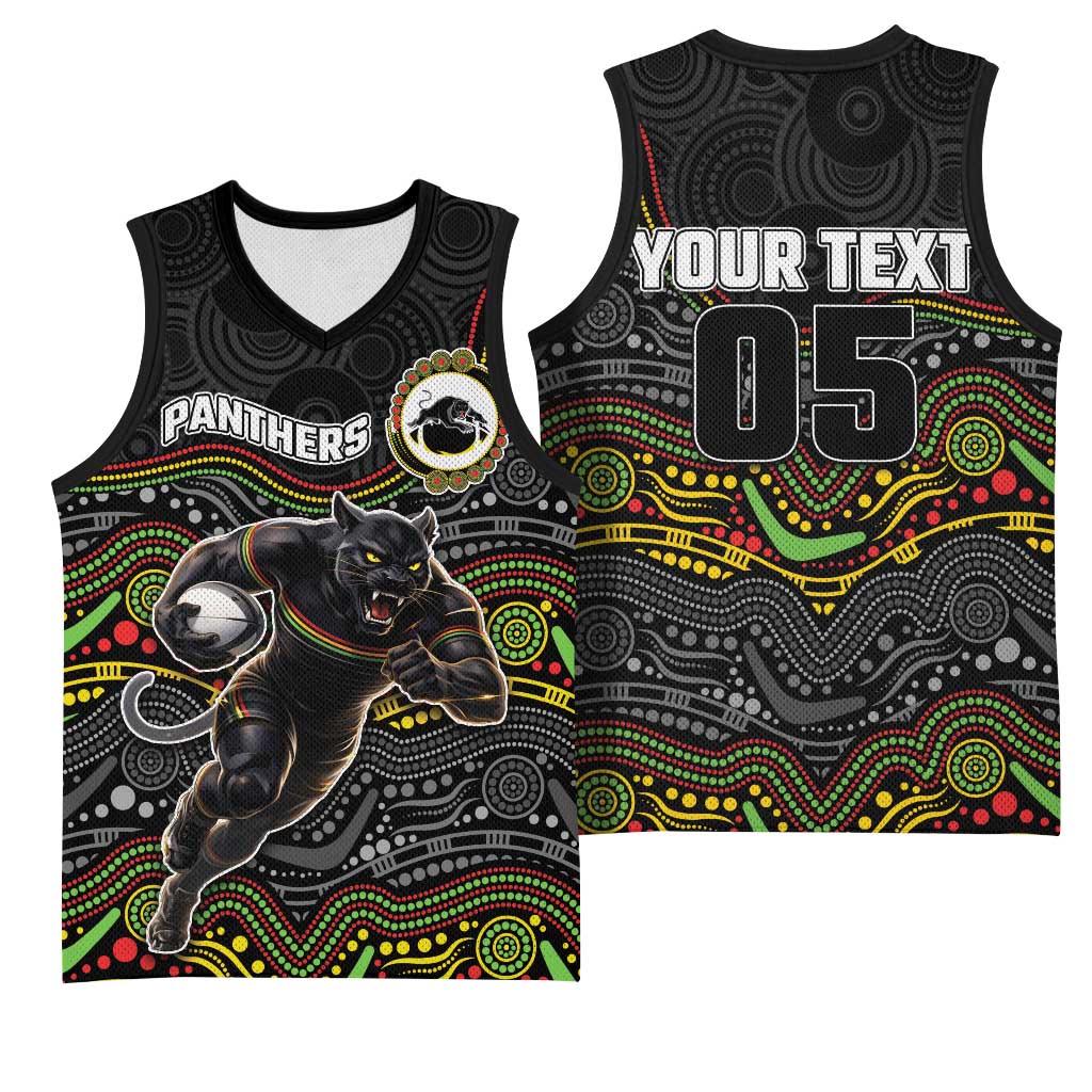 Custom Panthers Basketball Jersey Warrior Mascot With Aboriginal Indigenous