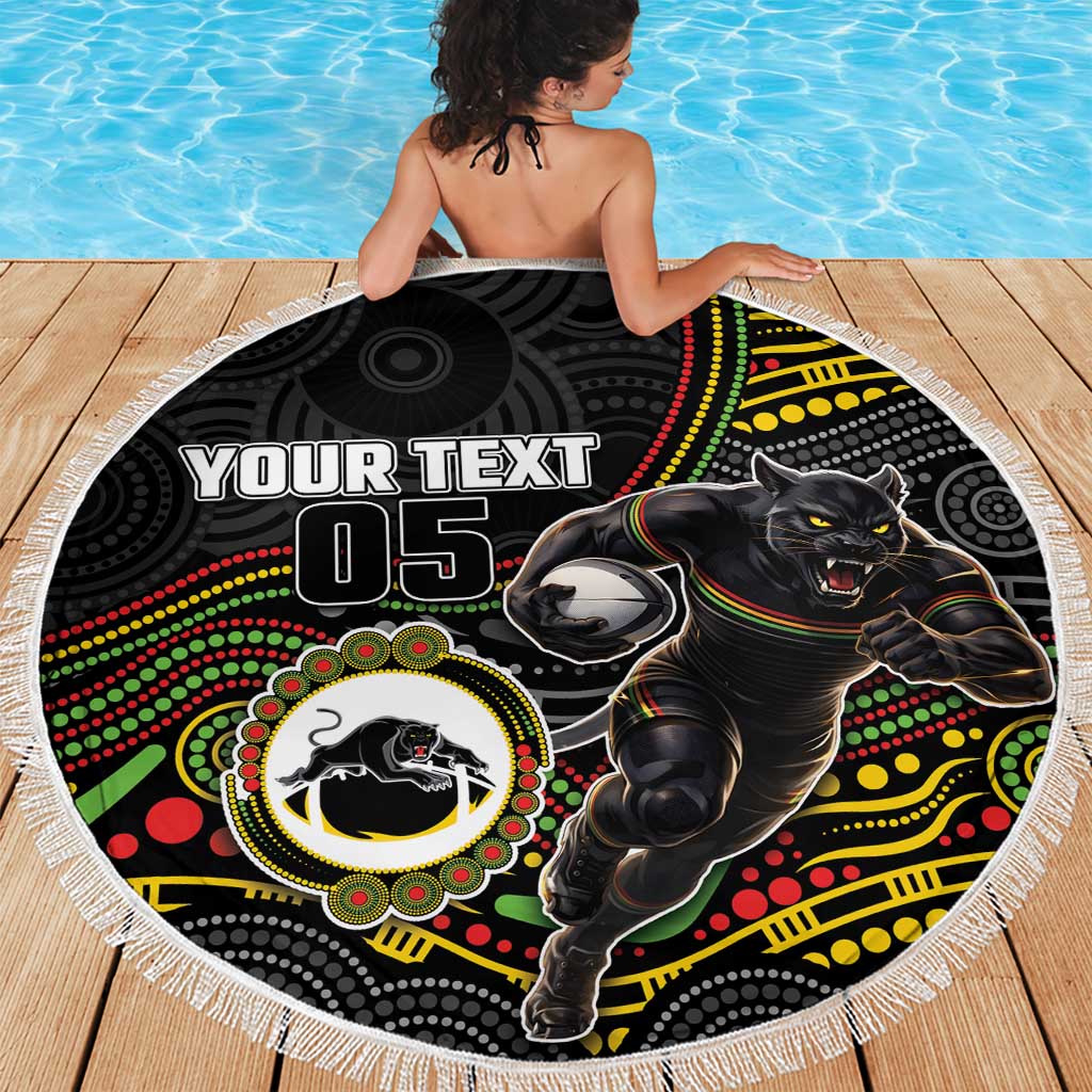 Custom Panthers Beach Blanket Warrior Mascot With Aboriginal Indigenous