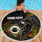 Custom Panthers Beach Blanket Warrior Mascot With Aboriginal Indigenous