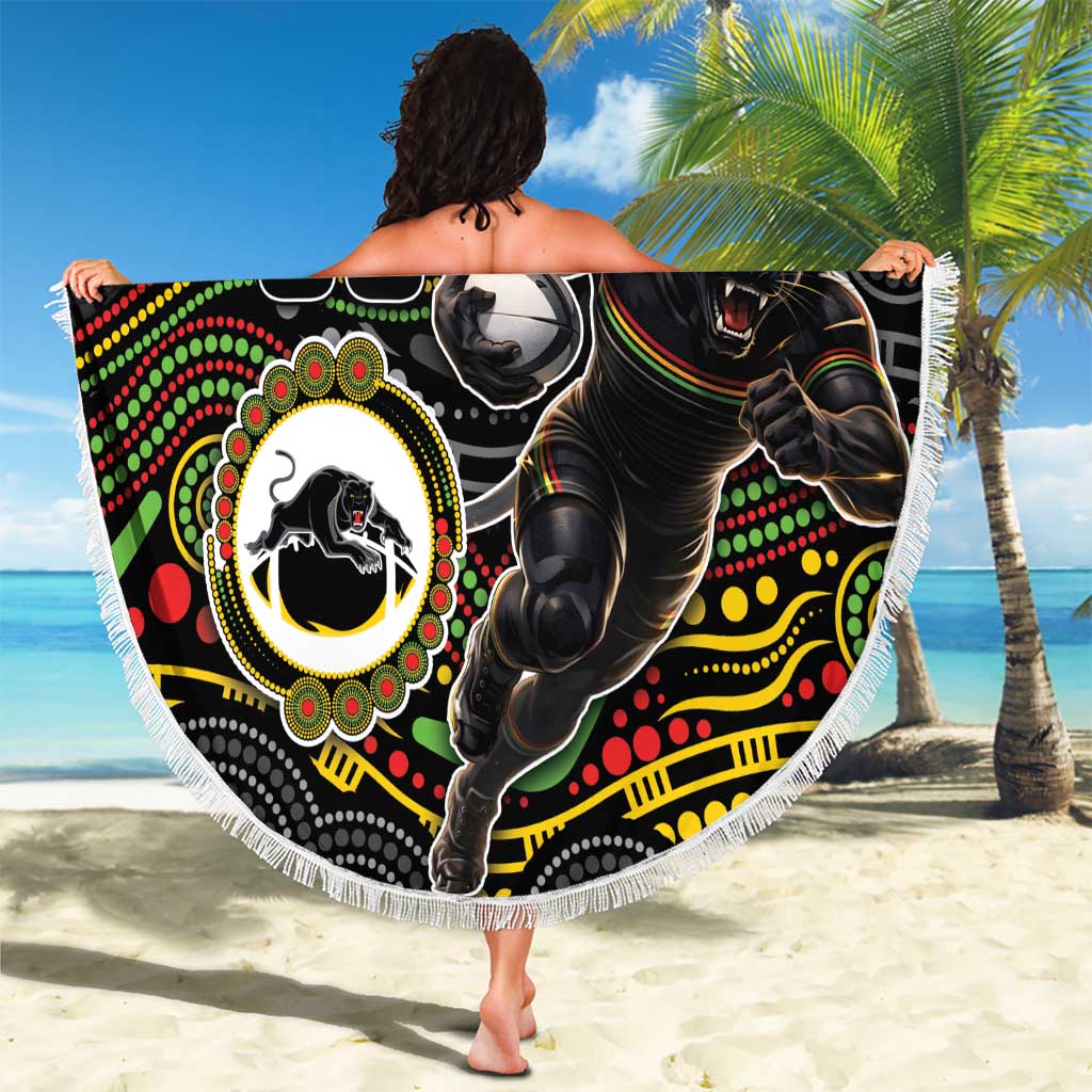 Custom Panthers Beach Blanket Warrior Mascot With Aboriginal Indigenous