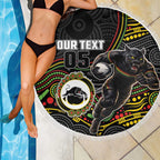 Custom Panthers Beach Blanket Warrior Mascot With Aboriginal Indigenous