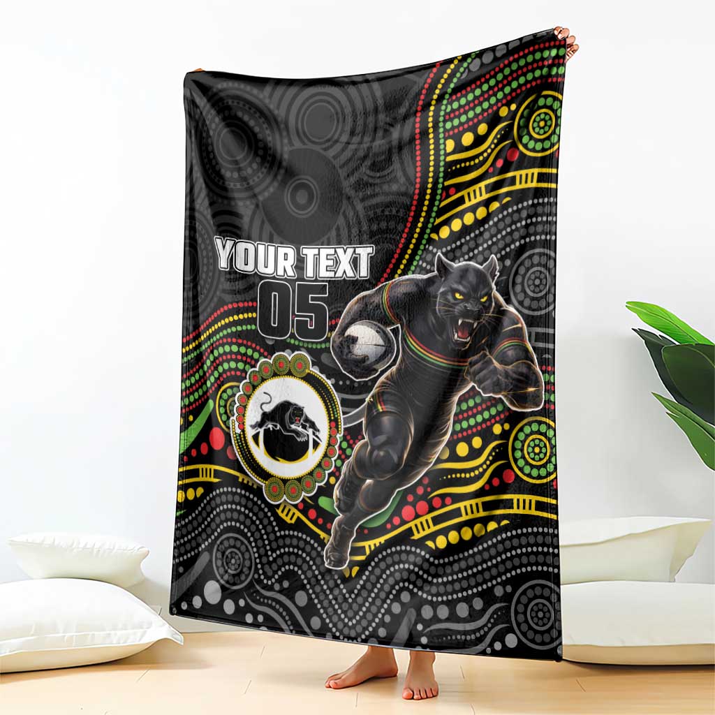Custom Panthers Blanket Warrior Mascot With Aboriginal Indigenous