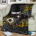 Custom Panthers Blanket Warrior Mascot With Aboriginal Indigenous