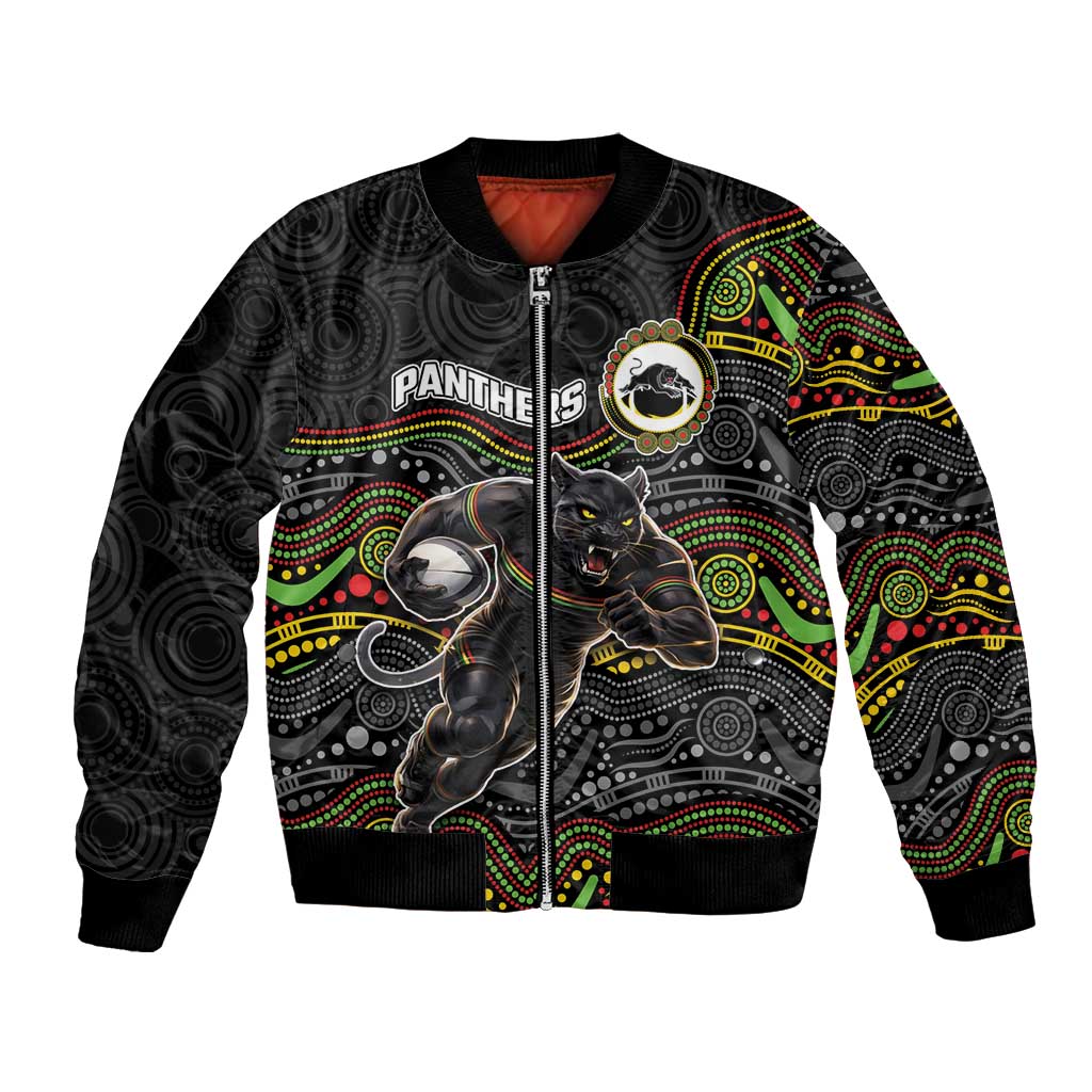 Custom Panthers Bomber Jacket Warrior Mascot With Aboriginal Indigenous