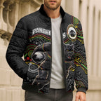 Custom Panthers Bomber Puffer Jacket Warrior Mascot With Aboriginal Indigenous