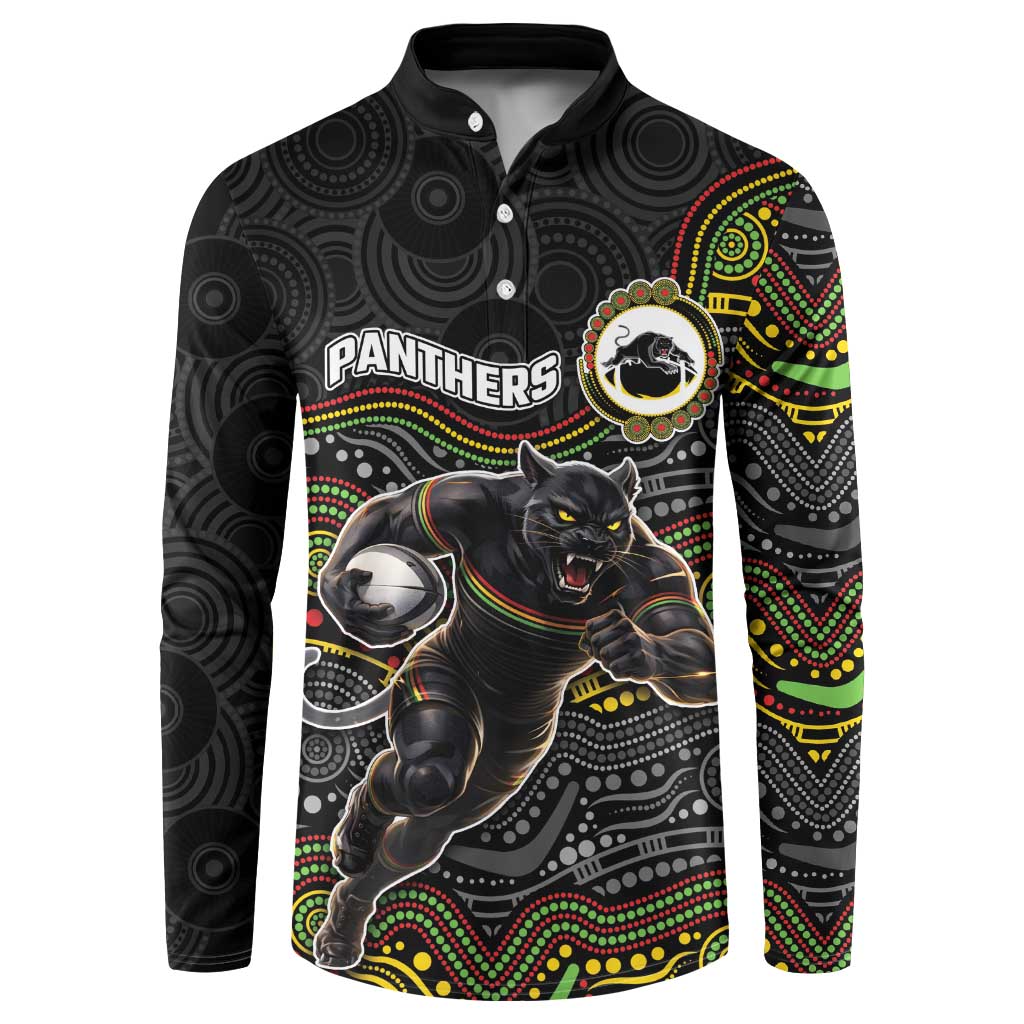 Custom Panthers Button Sweatshirt Warrior Mascot With Aboriginal Indigenous