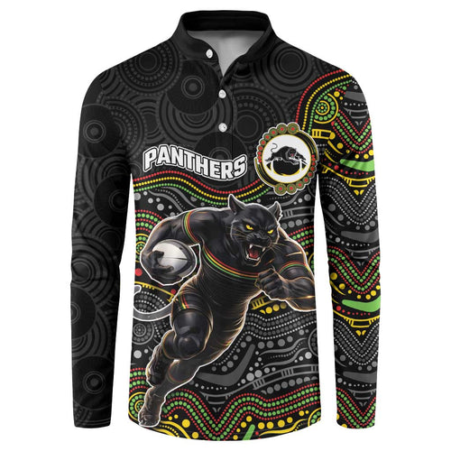 Custom Panthers Button Sweatshirt Warrior Mascot With Aboriginal Indigenous