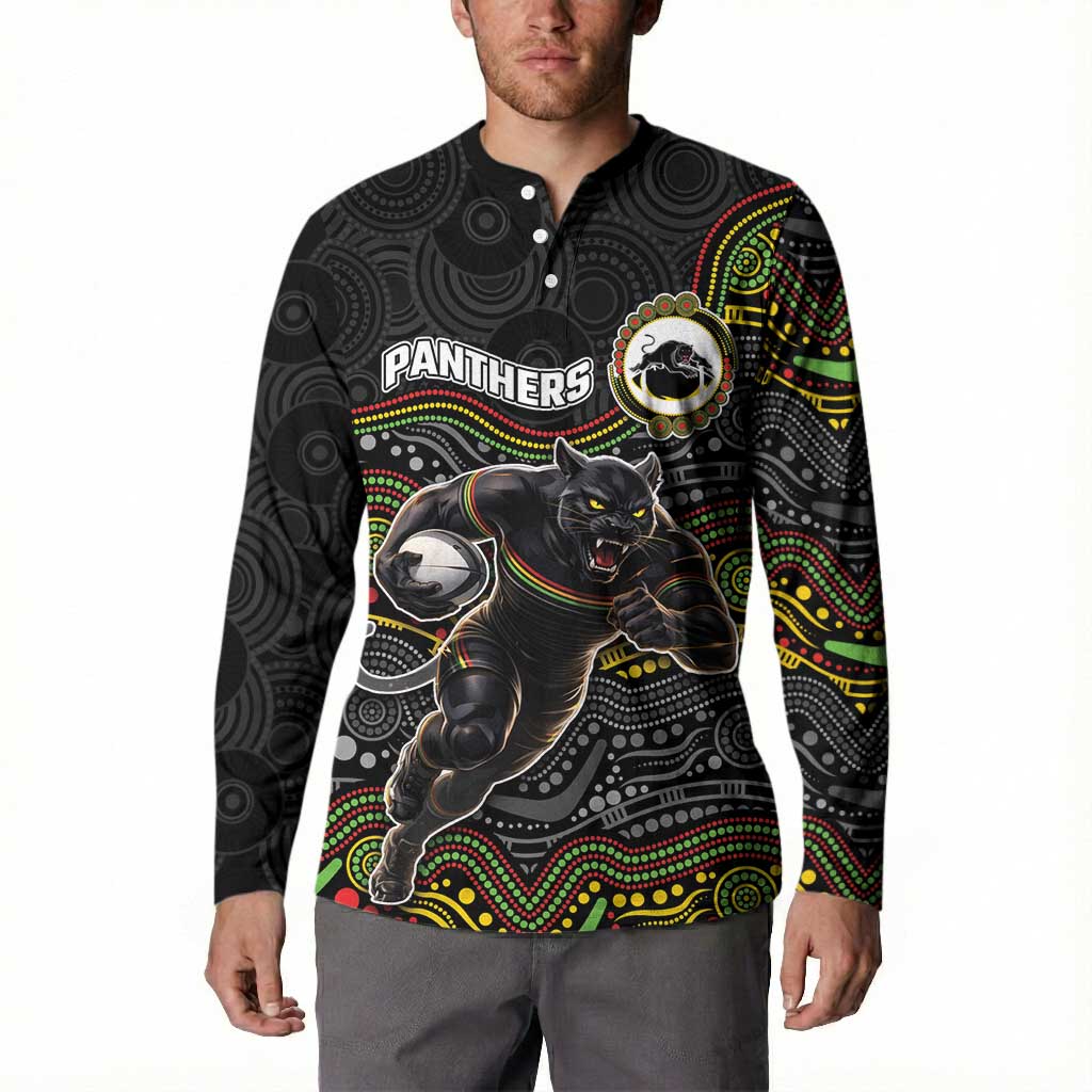 Custom Panthers Button Sweatshirt Warrior Mascot With Aboriginal Indigenous
