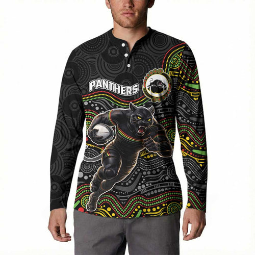 Custom Panthers Button Sweatshirt Warrior Mascot With Aboriginal Indigenous