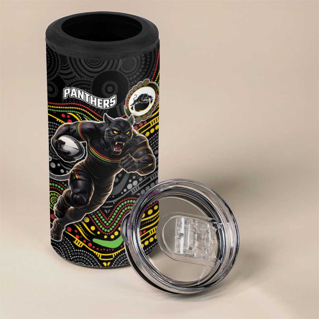 Custom Panthers 4 in 1 Can Cooler Tumbler Warrior Mascot With Aboriginal Indigenous