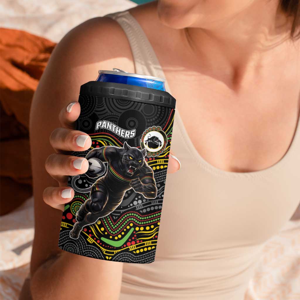 Custom Panthers 4 in 1 Can Cooler Tumbler Warrior Mascot With Aboriginal Indigenous