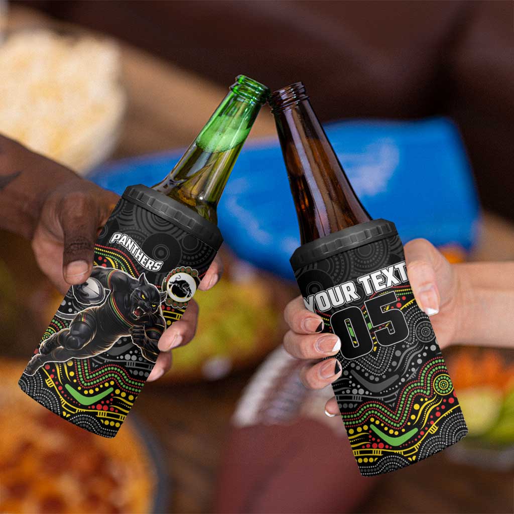 Custom Panthers 4 in 1 Can Cooler Tumbler Warrior Mascot With Aboriginal Indigenous